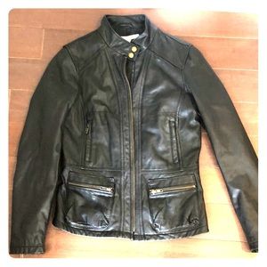 Black real 100 percent leather coat xs